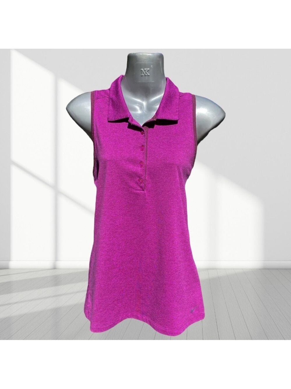💗⛳ Nike Golf Dri-FIT Sleeveless Polo Top Size M Pink Purple Racerback Athletic - Picture 3 of 10